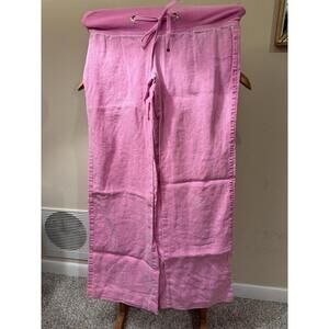 Lilly Pulitzer -Women's The beach Pants Pink 100% Linen Wide-Leg pull on XXS